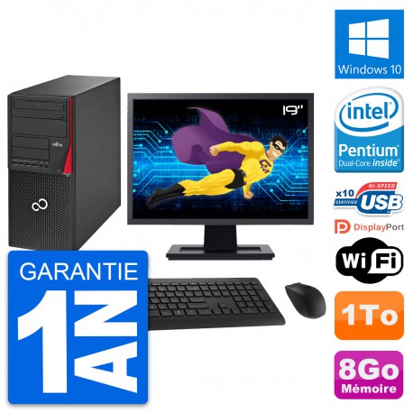 PC Tour Fujitsu P720 Ecran 19" Intel G3220 RAM 8Go Disque 1To Windows 10 Wifi