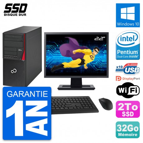 PC Tour Fujitsu P720 Ecran 22" Intel G3220 RAM 32Go SSD 2To Windows 10 Wifi