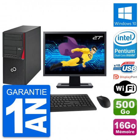 PC Tour Fujitsu P720 Ecran 27" Intel G3220 RAM 16Go Disque 500Go Windows 10 Wifi