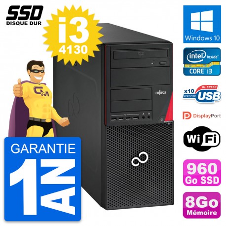 PC Tour Fujitsu Esprimo P720 Intel i3-4130 RAM 8Go SSD 960Go Windows 10 Wifi