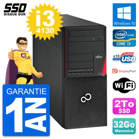 PC Tour Fujitsu Esprimo P720 Intel Core i3-4130 RAM 32Go SSD 2To Windows 10 Wifi
