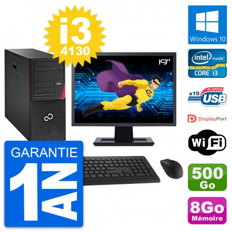 PC Tour Fujitsu P720 Ecran 19" Core i3-4130 RAM 8Go Disque 500Go Windows 10 Wifi