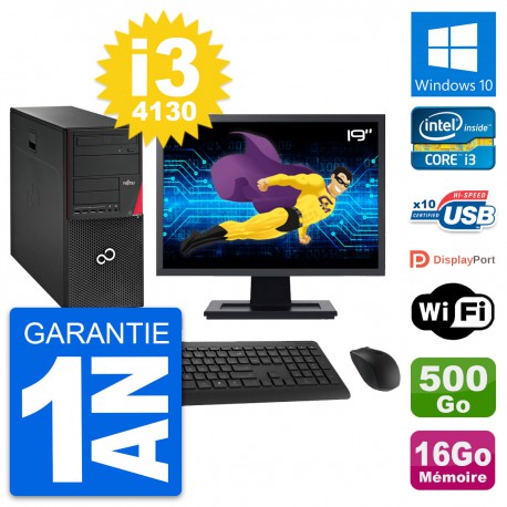 PC Tour Fujitsu P720 Ecran 19" i3-4130 RAM 16Go Disque 500Go Windows 10 Wifi