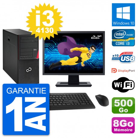 PC Tour Fujitsu P720 Ecran 22" Core i3-4130 RAM 8Go Disque 500Go Windows 10 Wifi