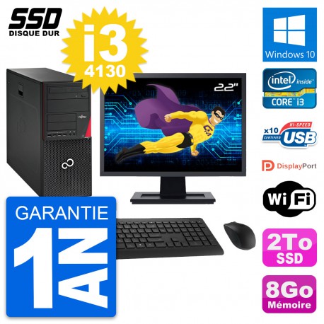 PC Tour Fujitsu P720 Ecran 22" Intel i3-4130 RAM 8Go SSD 2To Windows 10 Wifi