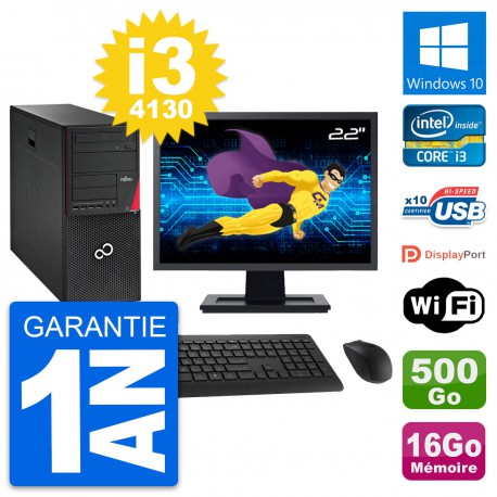 PC Tour Fujitsu P720 Ecran 22" i3-4130 RAM 16Go Disque 500Go Windows 10 Wifi