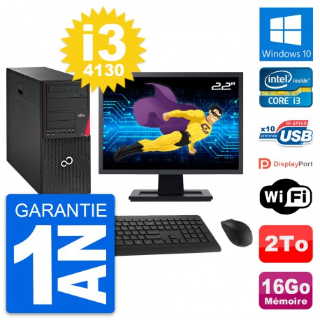 PC Tour Fujitsu P720 Ecran 22" Intel i3-4130 RAM 16Go Disque 2To Windows 10 Wifi