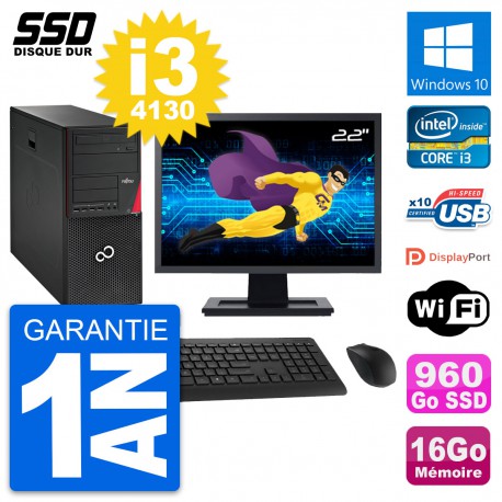 PC Tour Fujitsu P720 Ecran 22" Intel i3-4130 RAM 16Go SSD 960Go Windows 10 Wifi