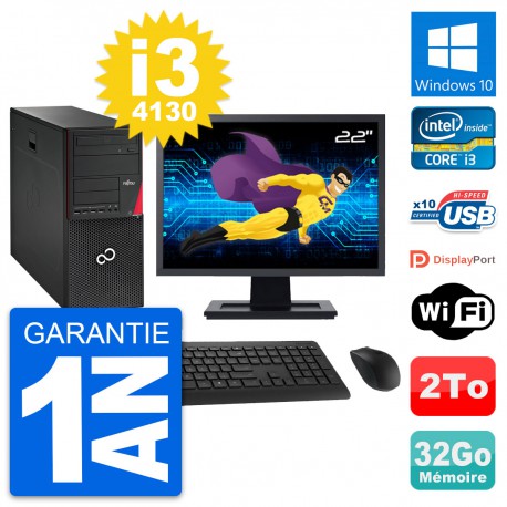 PC Tour Fujitsu P720 Ecran 22" Intel i3-4130 RAM 32Go Disque 2To Windows 10 Wifi