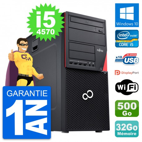 PC Tour Fujitsu Esprimo P720 Intel i5-4570 RAM 32Go Disque 500Go Windows 10 Wifi