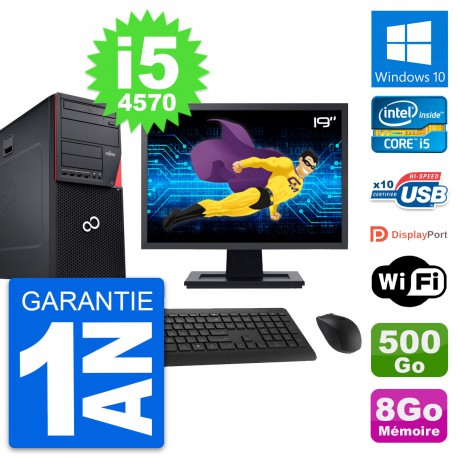 PC Tour Fujitsu P720 Ecran 19" Core i5-4570 RAM 8Go Disque 500Go Windows 10 Wifi