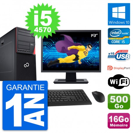 PC Tour Fujitsu P720 Ecran 19" i5-4570 RAM 16Go Disque 500Go Windows 10 Wifi