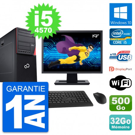 PC Tour Fujitsu P720 Ecran 19" i5-4570 RAM 32Go Disque 500Go Windows 10 Wifi