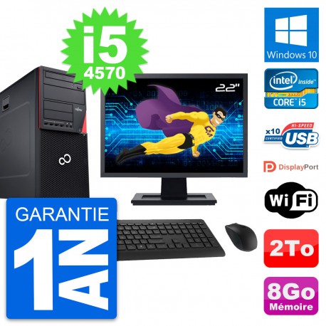 PC Tour Fujitsu P720 Ecran 22" Intel i5-4570 RAM 8Go Disque 2To Windows 10 Wifi