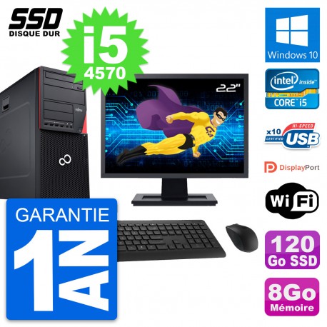 PC Tour Fujitsu P720 Ecran 22" Intel i5-4570 RAM 8Go SSD 120Go Windows 10 Wifi