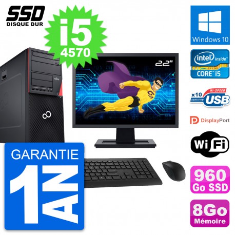 PC Tour Fujitsu P720 Ecran 22" Intel i5-4570 RAM 8Go SSD 960Go Windows 10 Wifi