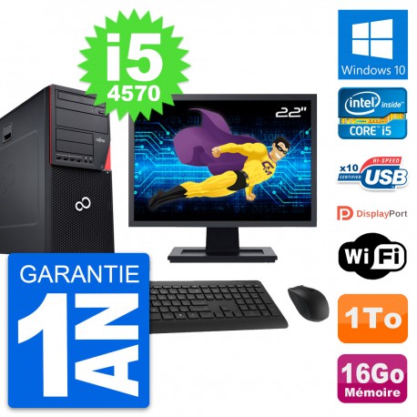 PC Tour Fujitsu P720 Ecran 22" Intel i5-4570 RAM 16Go Disque 1To Windows 10 Wifi