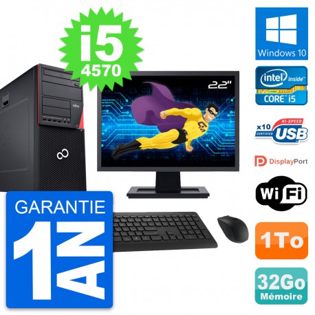 PC Tour Fujitsu P720 Ecran 22" Intel i5-4570 RAM 32Go Disque 1To Windows 10 Wifi