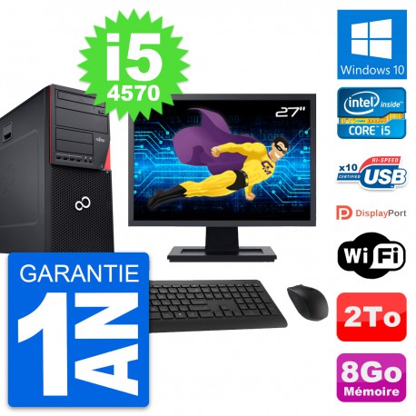 PC Tour Fujitsu P720 Ecran 27" Intel i5-4570 RAM 8Go Disque 2To Windows 10 Wifi