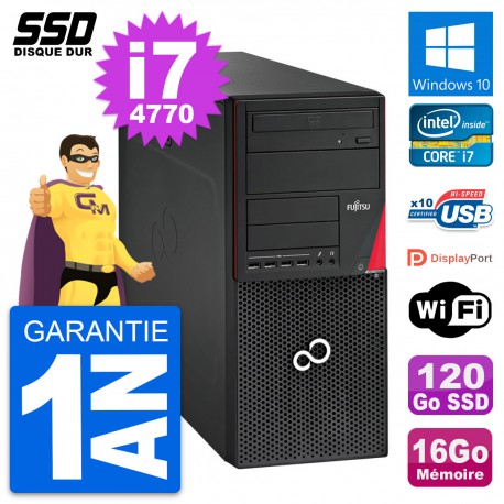 PC Tour Fujitsu Esprimo P720 Intel i7-4770 RAM 16Go SSD 120Go Windows 10 Wifi