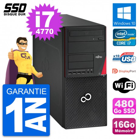 PC Tour Fujitsu Esprimo P720 Intel i7-4770 RAM 16Go SSD 480Go Windows 10 Wifi