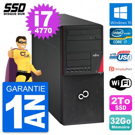 PC Tour Fujitsu Esprimo P720 Intel Core i7-4770 RAM 32Go SSD 2To Windows 10 Wifi