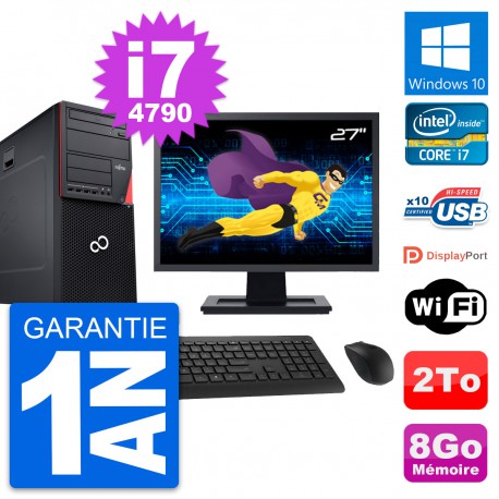PC Tour Fujitsu P720 Ecran 27" Intel i7-4790 RAM 8Go Disque 2To Windows 10 Wifi