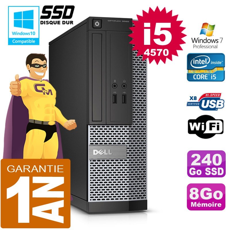 PC Reconditionné Dell Optiplex 3020 SFF - Intel I5-4570, 16 Go RAM, 2 To HDD, Windows 10, WiFi | Garantie 1 An | Idéal Bureau, étude, Multimédia