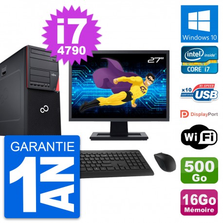 PC Tour Fujitsu P720 Ecran 27" i7-4790 RAM 16Go Disque 500Go Windows 10 Wifi