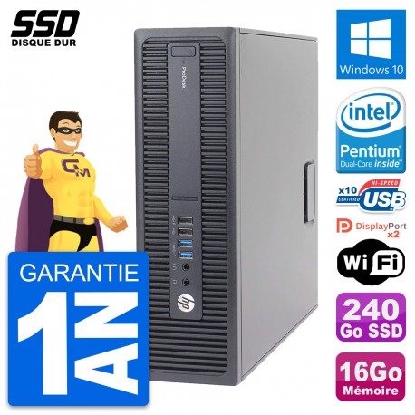 PC HP ProDesk 600 G2 SFF Intel Pentium G4400 RAM 16Go SSD 240Go Windows 10 Wifi