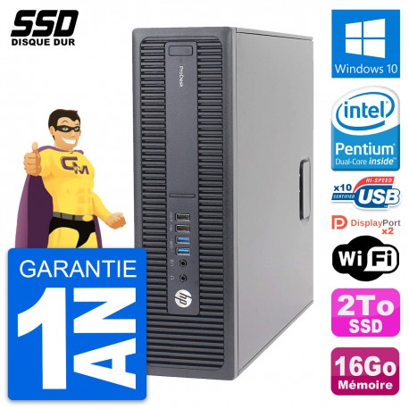 PC HP ProDesk 600 G2 SFF Intel Pentium G4400 RAM 16Go SSD 2To Windows 10 Wifi