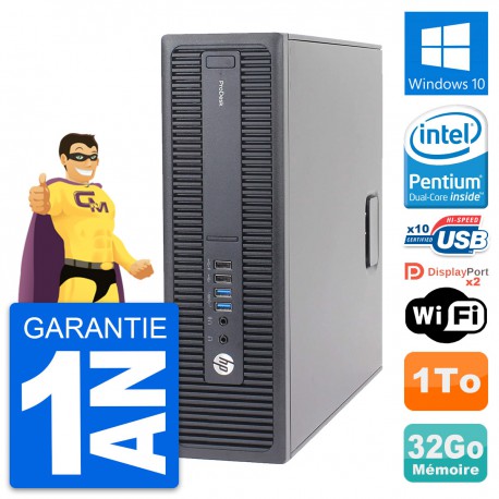 PC HP ProDesk 600 G2 SFF Intel G4400 RAM 32Go Disque Dur 1To Windows 10 Wifi
