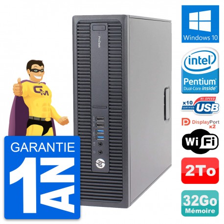 PC HP ProDesk 600 G2 SFF Intel G4400 RAM 32Go Disque Dur 2To Windows 10 Wifi