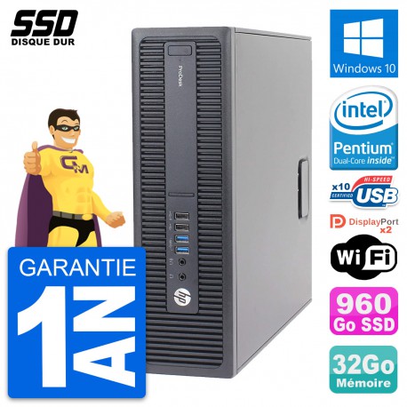 PC HP ProDesk 600 G2 SFF Intel Pentium G4400 RAM 32Go SSD 960Go Windows 10 Wifi