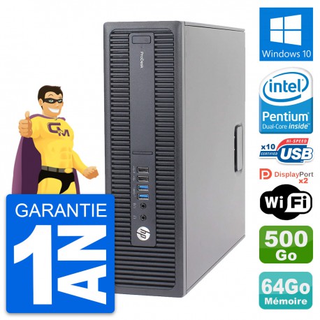 PC HP ProDesk 600 G2 SFF Intel G4400 RAM 64Go Disque Dur 500Go Windows 10 Wifi