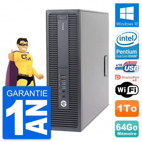 PC HP ProDesk 600 G2 SFF Intel G4400 RAM 64Go Disque Dur 1To Windows 10 Wifi