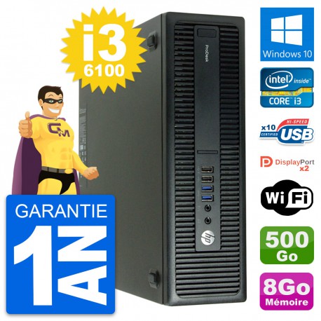 PC HP ProDesk 600 G2 SFF Intel Core i3-6100 RAM 8Go Disque 500Go Windows 10 Wifi