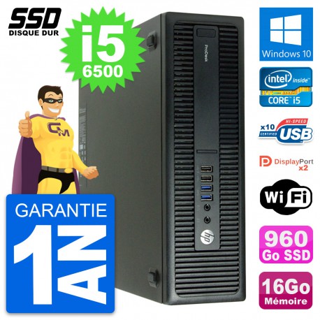 PC HP ProDesk 600 G2 SFF Intel Core i5-6500 RAM 16Go SSD 960Go Windows 10 Wifi