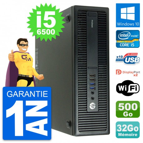 PC HP ProDesk 600 G2 SFF Intel i5-6500 RAM 32Go Disque Dur 500Go Windows 10 Wifi