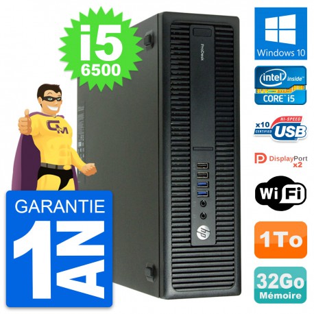 PC HP ProDesk 600 G2 SFF Intel i5-6500 RAM 32Go Disque Dur 1To Windows 10 Wifi