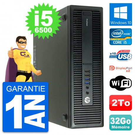 PC HP ProDesk 600 G2 SFF Intel i5-6500 RAM 32Go Disque Dur 2To Windows 10 Wifi
