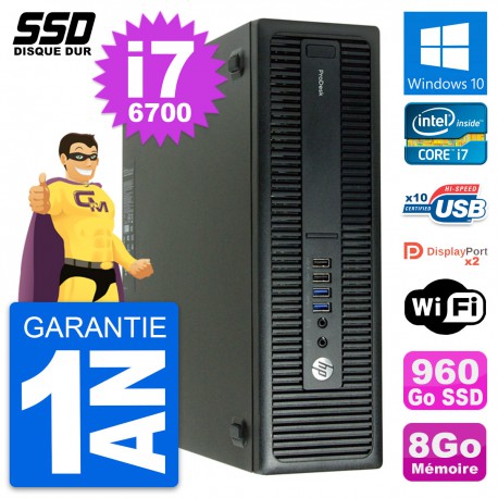 PC HP ProDesk 600 G2 SFF Intel Core i7-6700 RAM 8Go SSD 960Go Windows 10 Wifi