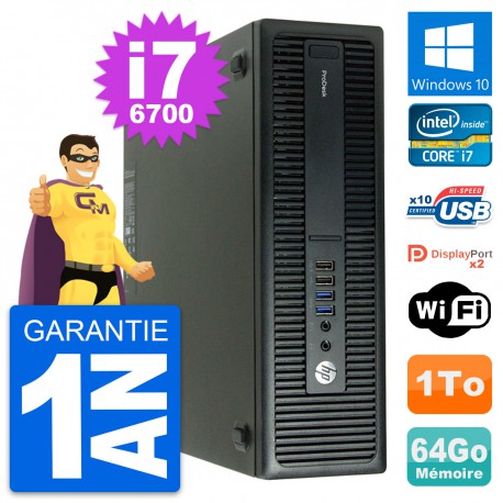 PC HP ProDesk 600 G2 SFF Intel i7-6700 RAM 64Go Disque Dur 1To Windows 10 Wifi