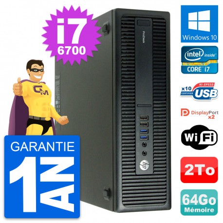 PC HP ProDesk 600 G2 SFF Intel i7-6700 RAM 64Go Disque Dur 2To Windows 10 Wifi