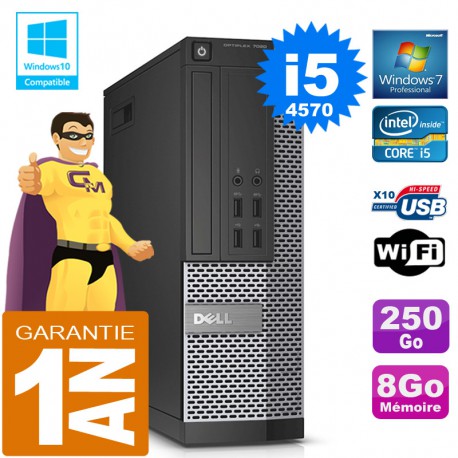 PC DELL 7020 SFF Core I5-4570 Ram 8Go Disque 250 Go Graveur DVD Wifi W7