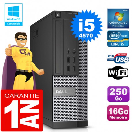 PC DELL 7020 SFF Core I5-4570 Ram 16Go Disque 250 Go Graveur DVD Wifi W7