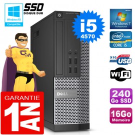 PC DELL 7020 SFF Core I5-4570 Ram 16Go Disque 240 Go SSD Graveur DVD Wifi W7