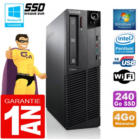 PC Lenovo M92p SFF Intel G630 Ram 4Go Disque 240 Go SSD Graveur DVD Wifi W7