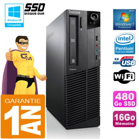 PC Lenovo M92p SFF Intel G630 Ram 16Go Disque 480 Go SSD Graveur DVD Wifi W7