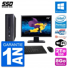 PC HP ProDesk 600 G1 SFF Ecran 19" Intel G3220 RAM 8Go SSD 2To Windows 10 Wifi
